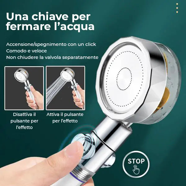 TURBO-SPLASH | Soffione doccia UNIVERSALE con turbina superstock24