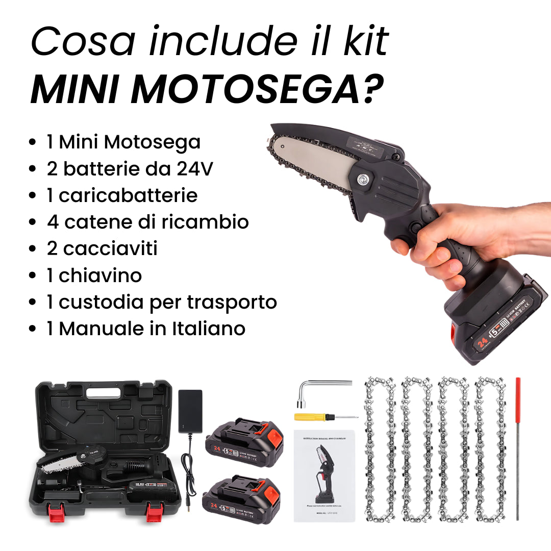 Pota-Mi | Potente Mini Motosega + 2 Batterie da 24V